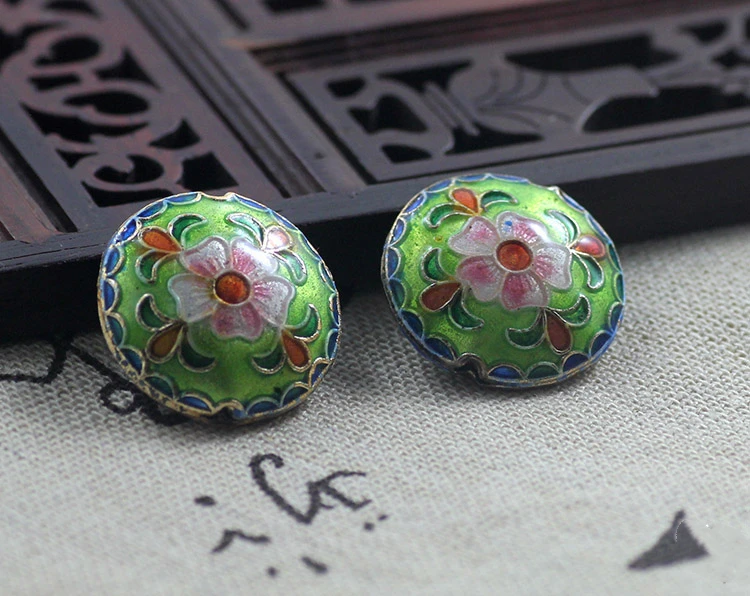 Enamel Filigree Floral Round Beads Cloisonne Accessories DIY Jewellery Making Supplier Necklace Earrings Bracelets 5pcs/lot