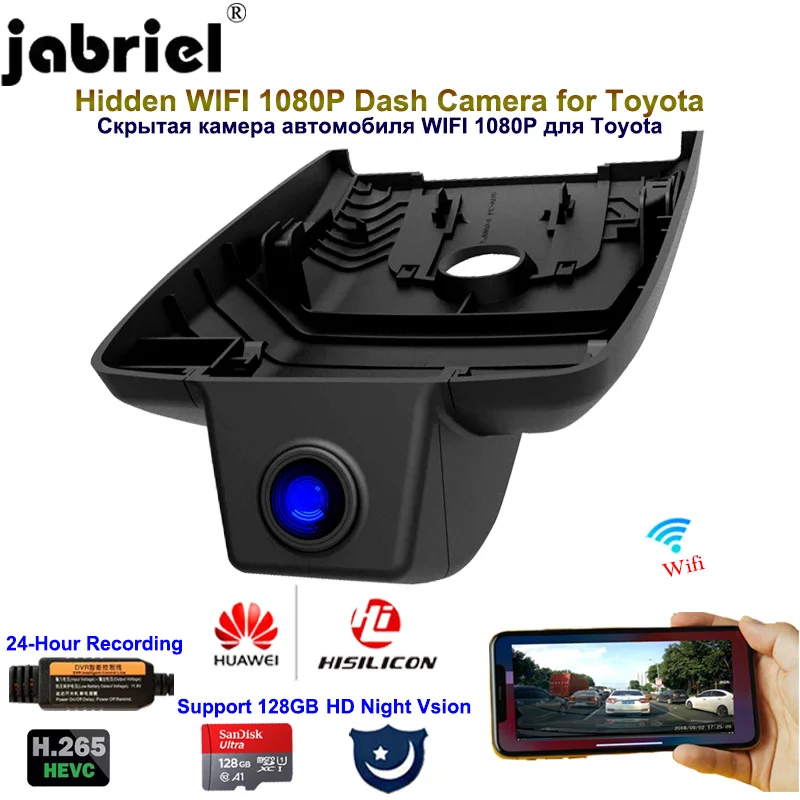 Jabriel 1080P Auto WIFI Dash Cam Car Camera Car Dvr Dual Lens Rear Camera For Toyota Camry XV70 2015 2016 2017 2018 2019 2020