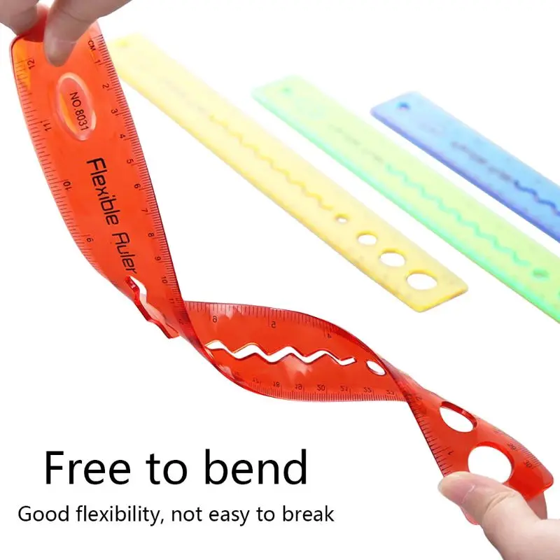 Soft 30cm Ruler Multicolour Flexible Creative Stationery Rule Office School Supplies