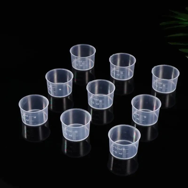 100pcs 10ml Disposable Measuring Cups Thickened Clear Plastic Liquid Volumetric Measurement Cups