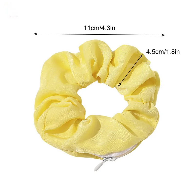 2021 Women Satin Zip Scrunchies Elastic Velvet Hairbands Leopard Crunchy Hair Ties Pocket Scrunchie Holder With Zipper Headwear