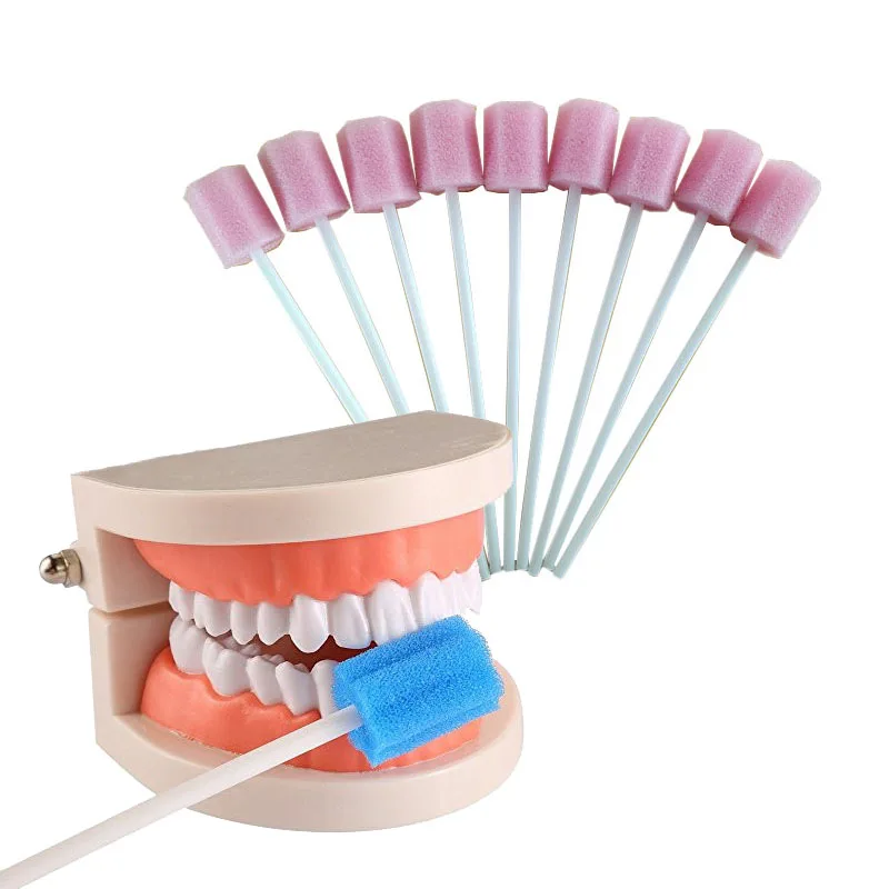 100pcs Pink Disposable Oral Care Swab Adult Baby Kit Tooth Cleaning Mouth Sponge Swabs Medical Dental Use Oral Cleaning Tools