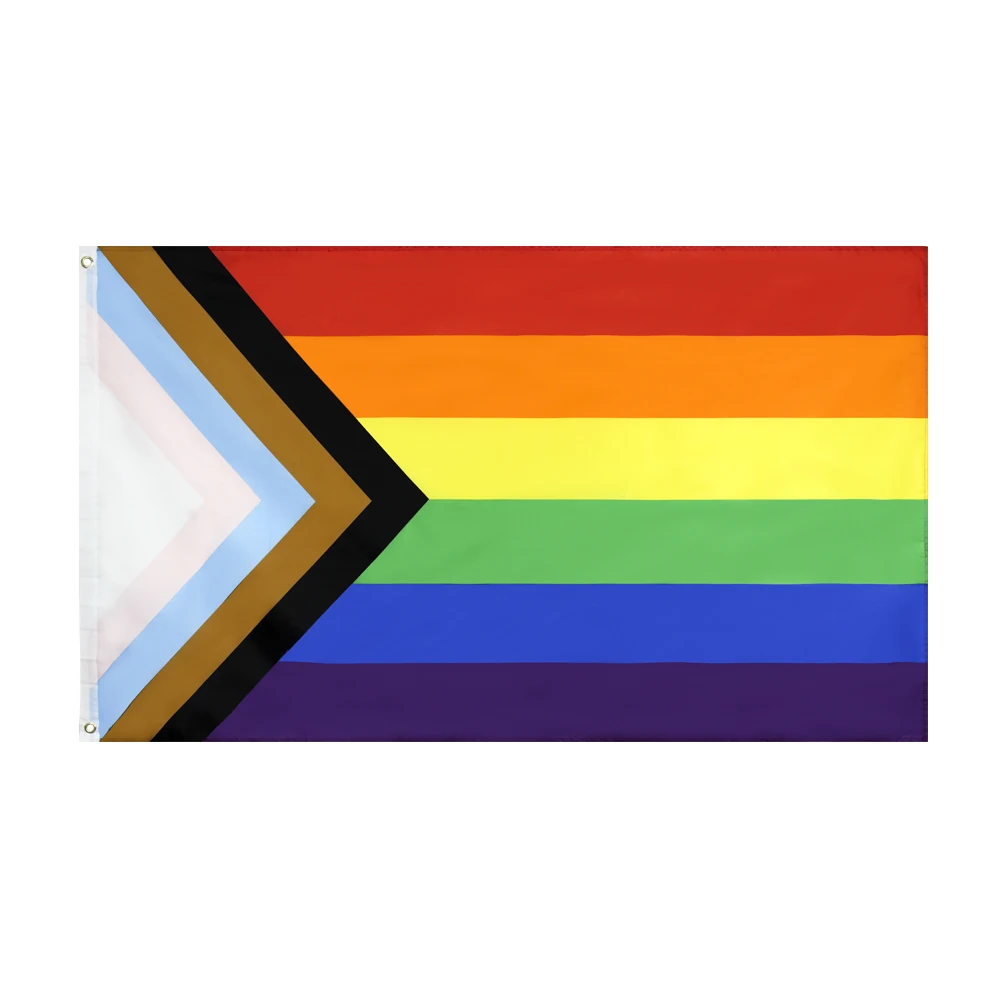 FLAGHUB 60X90 90X150cm LGBT Gay Rainbow Progress Pride Flag For Decoration