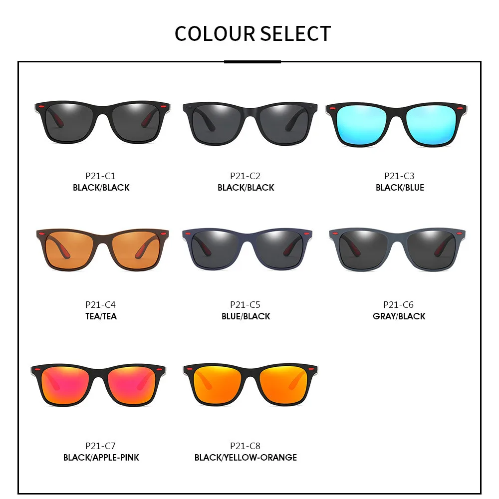 ZXWLYXGX Klassische Polarisierte Sonnenbrille Männer Frauen Marke Design Fahren Quadratischen Rahmen Sonnenbrille Männlichen Goggle UV400 Gafas De Sol