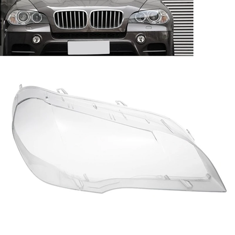 Car Clear Headlight Lens Cover Replacement Headlight Head Light Lamp Shell Cover For-BMW X5 E70 2008-2013