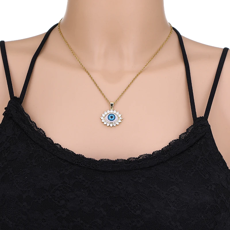 Turkish Lucky Evil Eye Necklace Women 8 Style Blue Eyes Female Charm Fashion Enamel Stainless Steel Chain Necklace Jewelry Gift