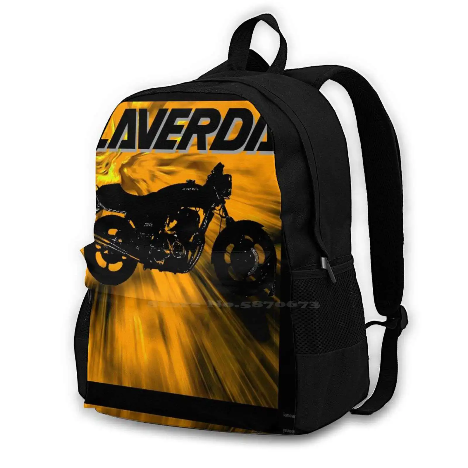 Laverda Orange Flash 214D Print Design Backpack Student Bag Laverda Breganze Zane Jota Mirage Montjuic Formula Atlas Rga Rgs 3C