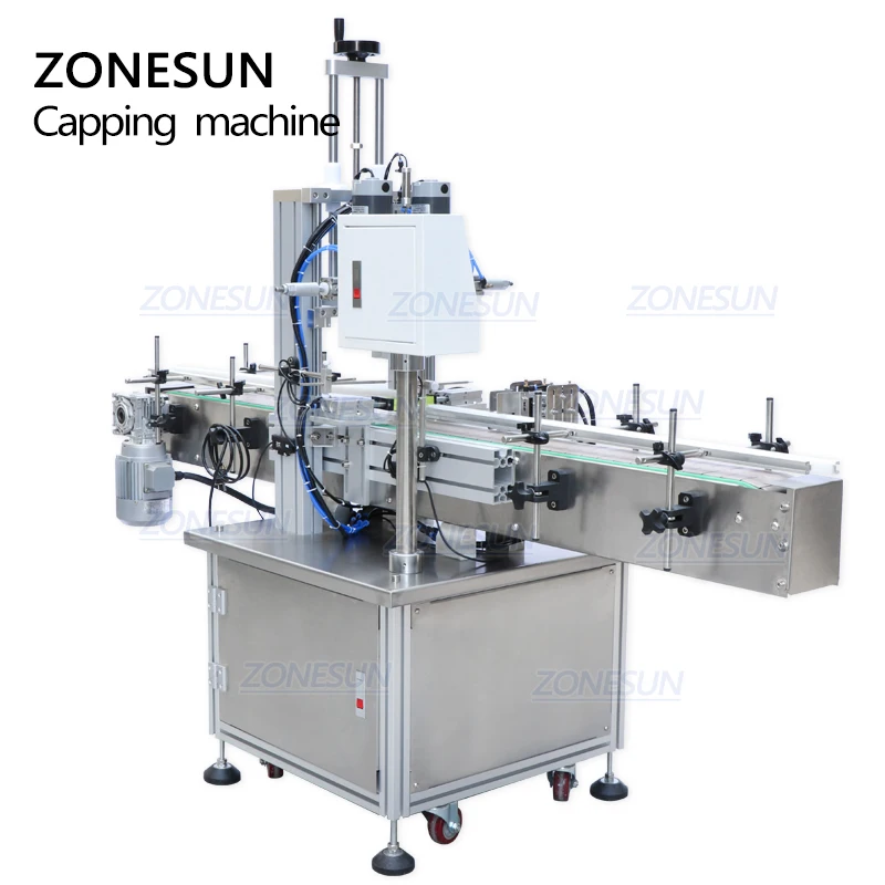 ZONESUN-Machine de capsulage de pot en verre de gel de main linéaire en forme de bouteille automatique, bouchons de pulvérisateur, ZS-XG16 à vis