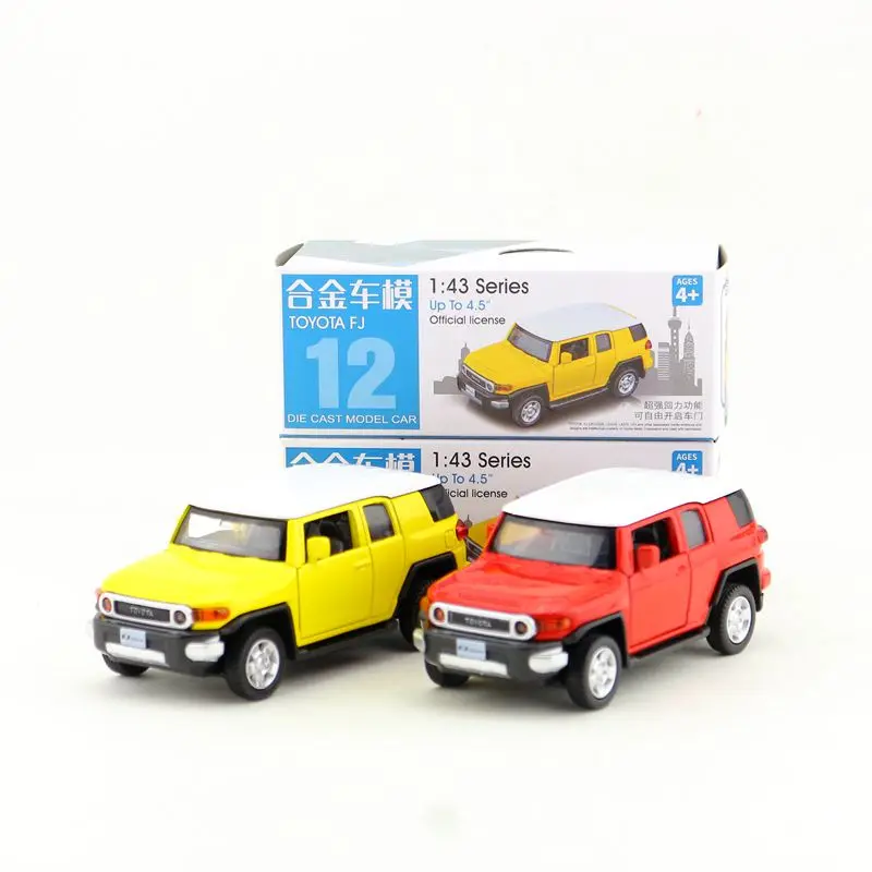 Diecast Metal Toy Vehicle Model 1:43 Scale Toyota FJ Car Pull Back Doors Openable Educational Collection Gift Kid Match Box