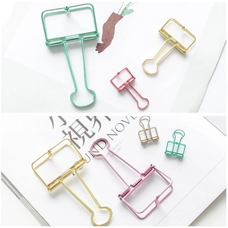 Hollow Metal Long Tail Bill Clip Hand Account I-shaped Dovetail Clip Paper Clip Home Office Folder Stationary