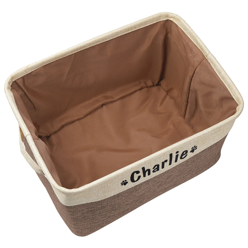 Custom Dog Toys Storage Bins Canvas Collapsible Dog Accessories Storage Basket Bin Pet Organizer Box Perfect For Organizing Toys