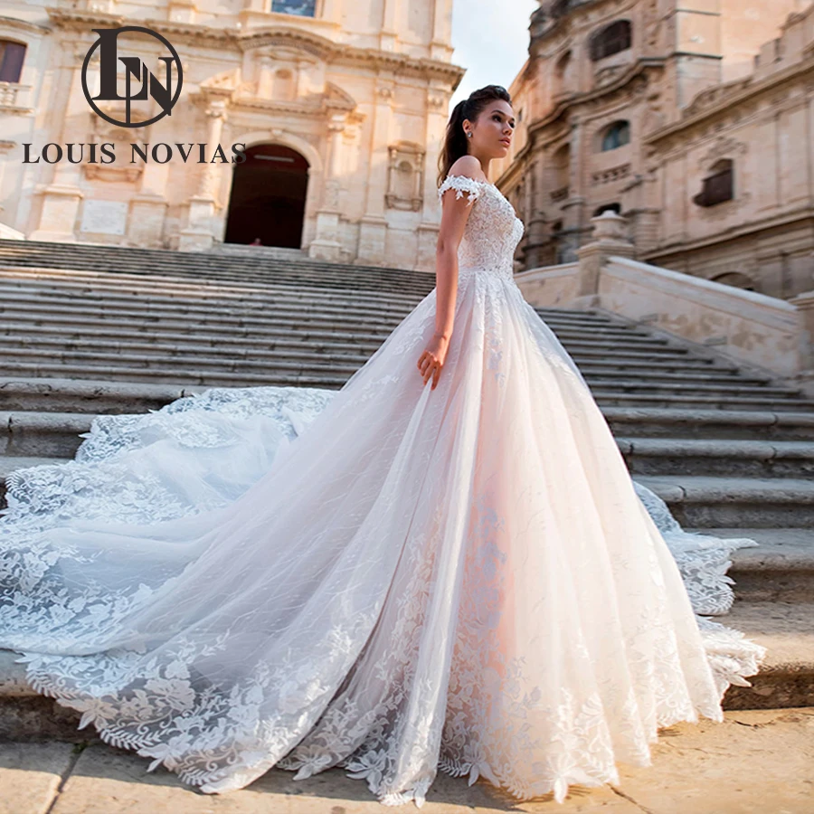 LOUIS NOVIAS – robe De mariée princesse en dentelle, épaules dénudées, perlée, collection 2022