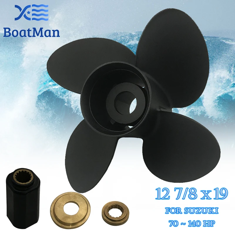 Boat Propeller 12 7/8x19 For Suzuki Outboard Motor 70-140 HP Aluminum 15 Tooth Spline Factory Outlet 4 Blade Engine Part