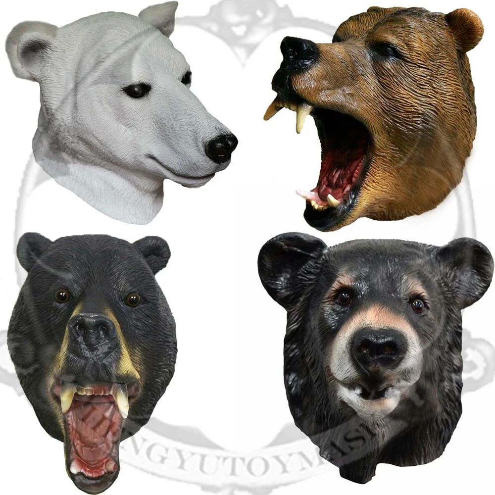 

Realistic Animal Polar Bear Latex Mask Grizzly Bear Costume Party Carnival Mask