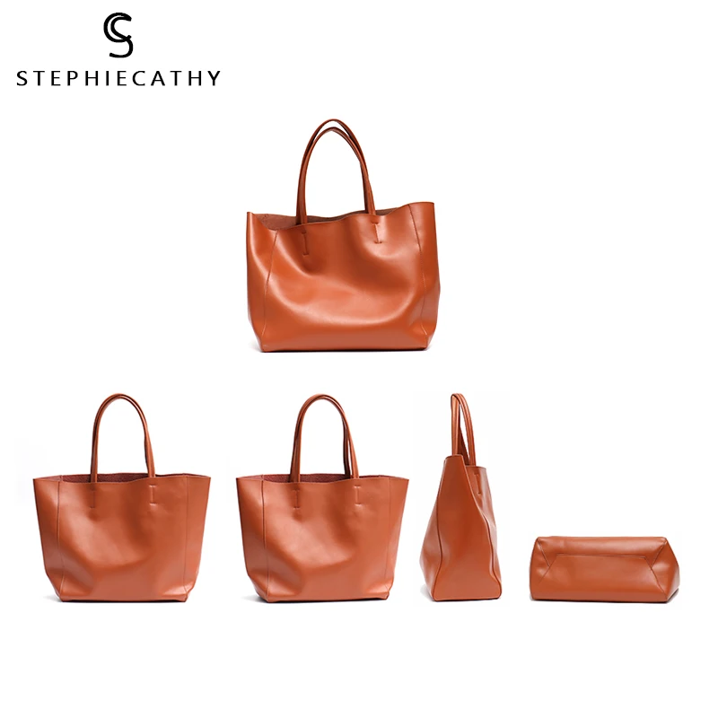 Luxury Brand Cow Leather Tote Bags Designer Real Leather Handbags Women Shoulder Bags Fashion Female Large Capacity Liner Purse