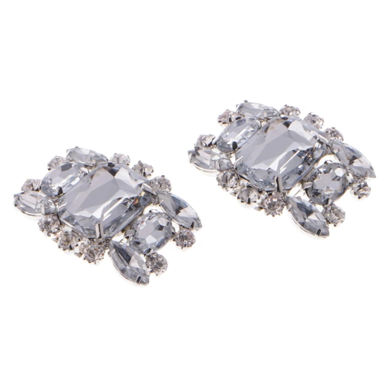 

2Pcs/Pair Rhinestone Alloy Glass Shoe Clips Women Elegant Ornate Buckles Fashion Shoes Decoration Accessories