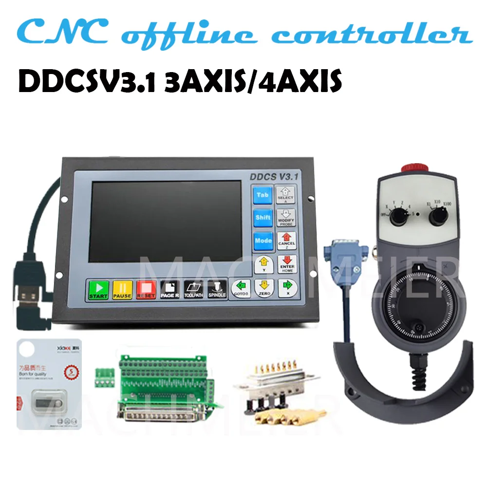 Offline controller ddcsv3.1 3/4 axis 500khz g code replaces MACH3usb CNC controller handwheel for drilling and milling