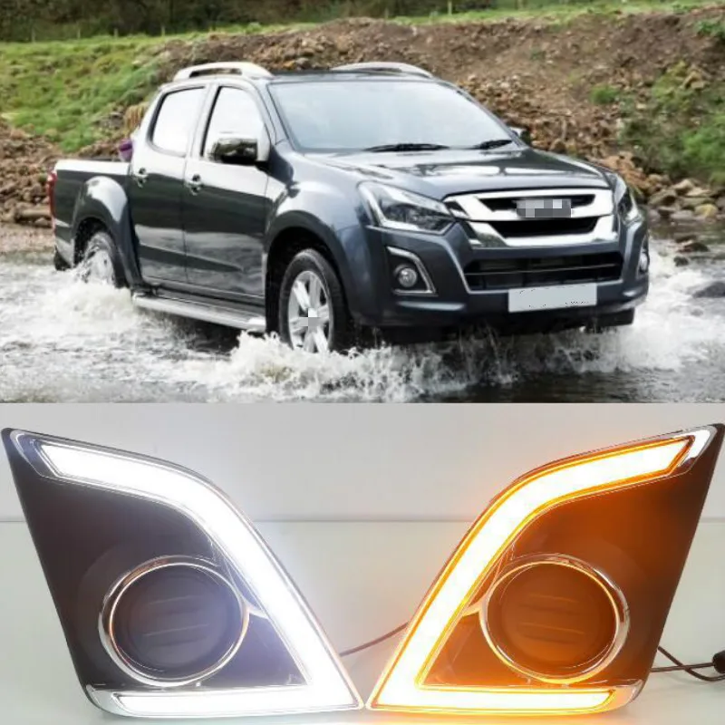 

1set LED daytime running lights for car accessories D-MAX V-Cross Limited Blade 2016 2017 2018 front fog lamp drl bumper light