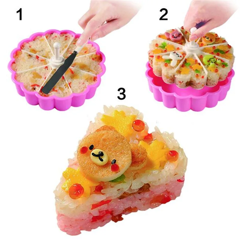 1PCS 8 Grid Sushi Pan Food Grad PP Material Heart Shaped Cakes Sushi Mold Kitchen Baking Jelly Pudding Mould Sushi Mold Tools