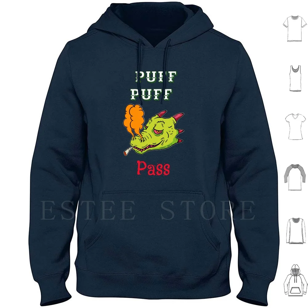 Puff Puff Pass-Smoking Dragon Hoodie Long Sleeve Puff Puff Pass Smoking Dragon Wake And Bake Weed Stoner 420 Bake Pot Smoke