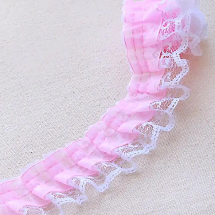 45MM 10 Yards Pleated Lace Ruffled Ribbon DIY Handmade Doll Materials White Skirt Edge Clothing Accessories Home Decoration