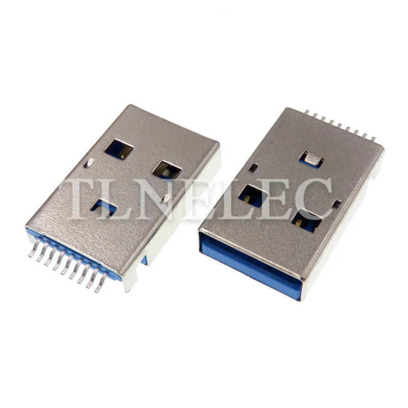 10 قطعة USB 3.0 ذكر موصل مقبس نوع واجهة الأزرق التوصيل Junctor 9 دبوس لحام سلك وعاء