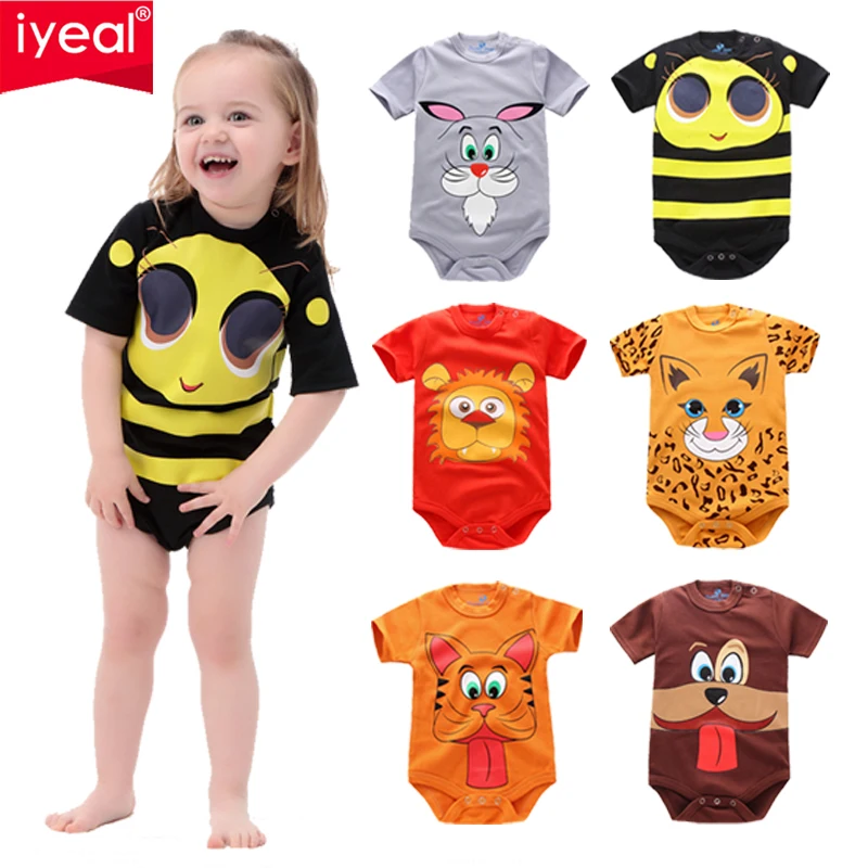 

IYEAL Baby Romper Newborn Short Sleeves 4 Pcs 100% Cotton Cute Cartoon Printed Jumpsuit Baby Girls Boys Toddler Infant Clothes