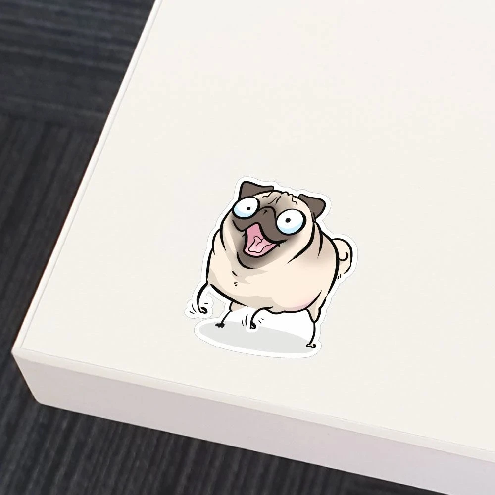S40806# Various Sizes Funny Self-adhesive Decal White Pug Car Sticker Waterproof Auto Decors on Bumper Rear Window 4