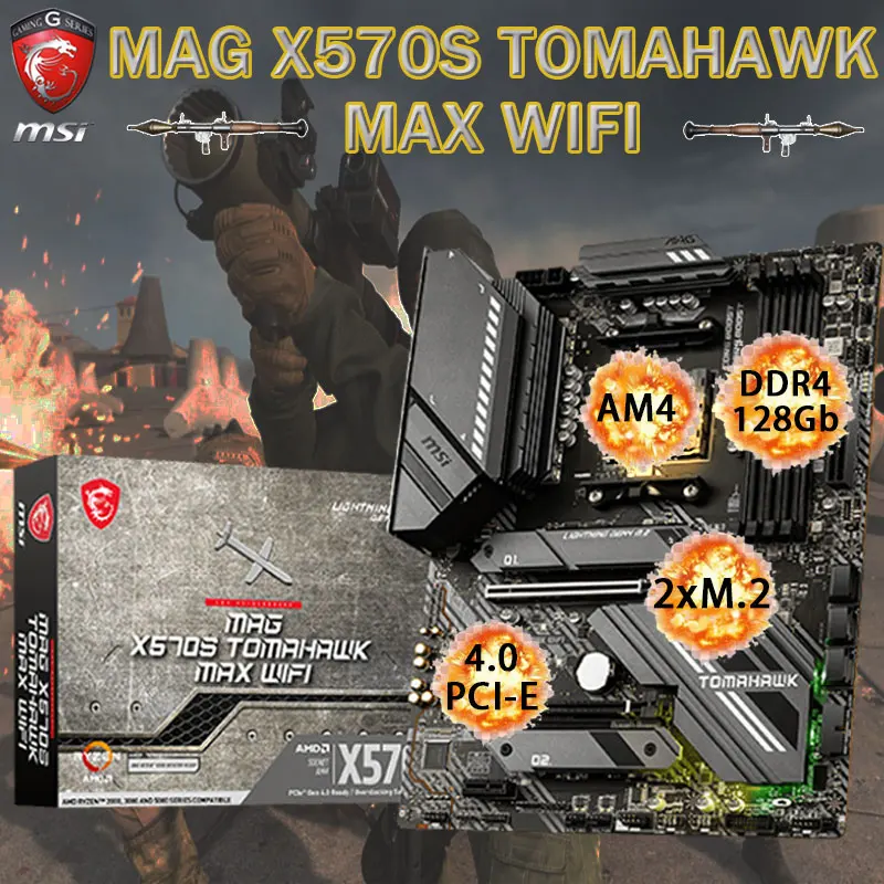 Placa-mãe TOMAHAWK MAX WiFi, jogos Ryzen 9, DDR4 5100 OC 128GB PCI-E 4.0 M.2, ATX, AMD X570, AM4