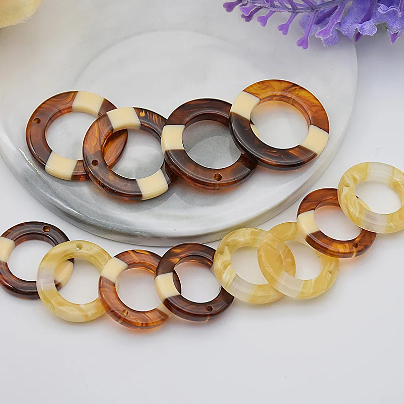 New style 40pcs/lot color splicing geometry rounds shape resin circle beads diy jewelry earring/garment pendant accessory