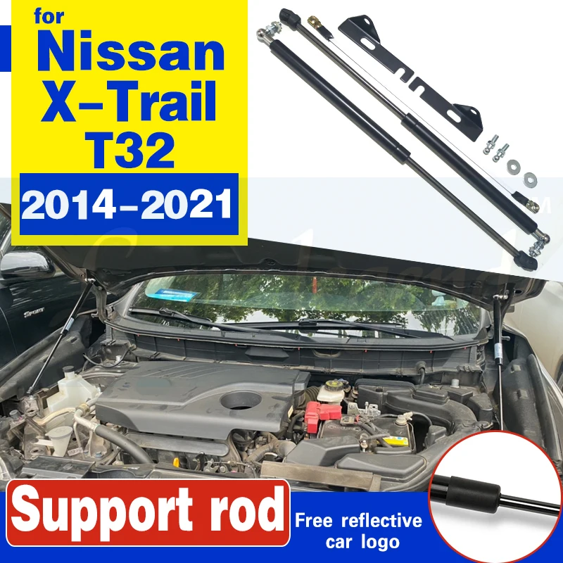 Car Bonent Hood Gas Shock Strut Bars Lift Support Rod No Welding/Drilling Accessories For Nissan X-Trail Rogue 2014-2021 T32