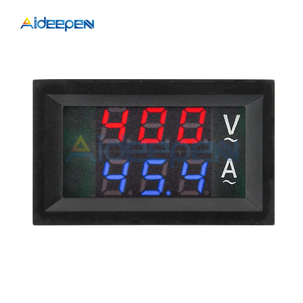 AC50-600V 220V Digital Voltmeter Ammeter Dual Display Voltage Current Meter Detector Meter Amperimetro LED Electrical Instrument