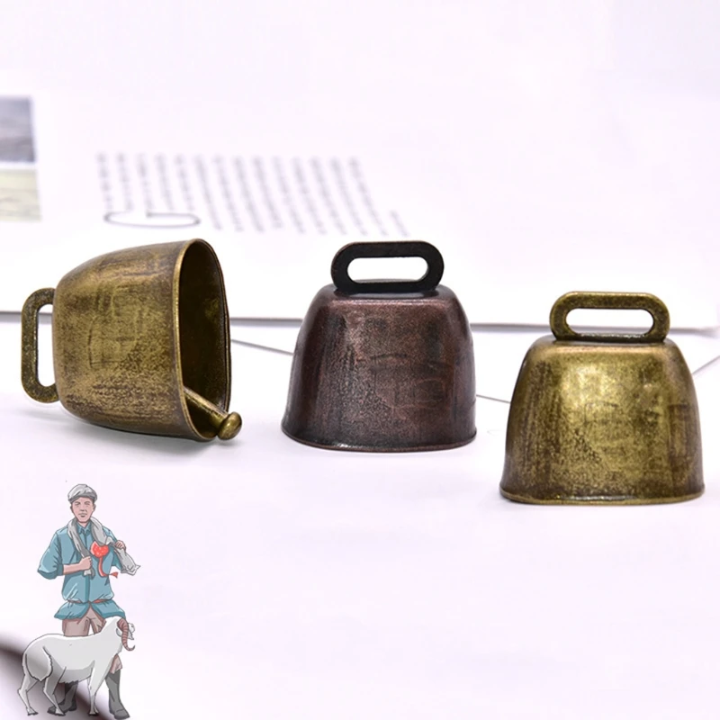 3Pcs Cow Horse Sheep Grazing Bell Farm Animal Anti Lost Copper Bells Loud Crisp Spread DIY Accessories Pet Pendant Decorations