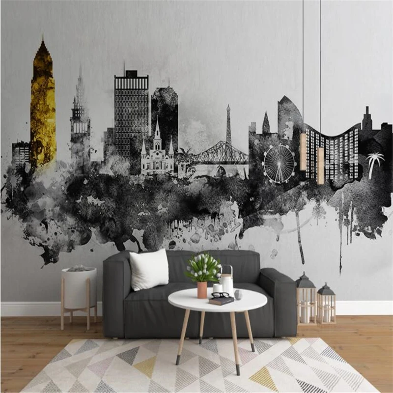 Custom Modern Mural Wallpaper for Wall Painting Ink city architecture Stickers Living Room Sofa Backdrop Wall Papers For Walls