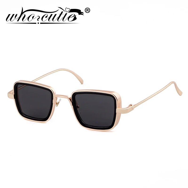 WHO CUTIE Small Sqaure Frame Steampunk Sunglasses Men 2024 Brand Design India Film Movie Trendy Sun Glasses Celebrity Style S093