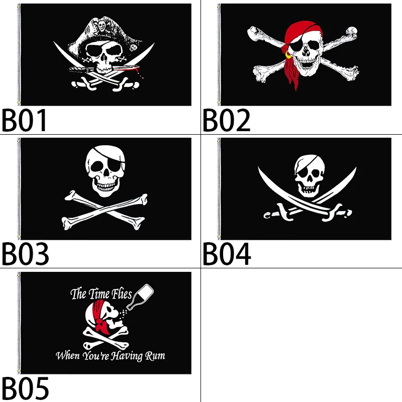 90* 154cm 1Piece Pirate Flag Skull Flag Canvas Header Banner Polyester with Brass Grommets Halloween Theme Party Outdoor Decora