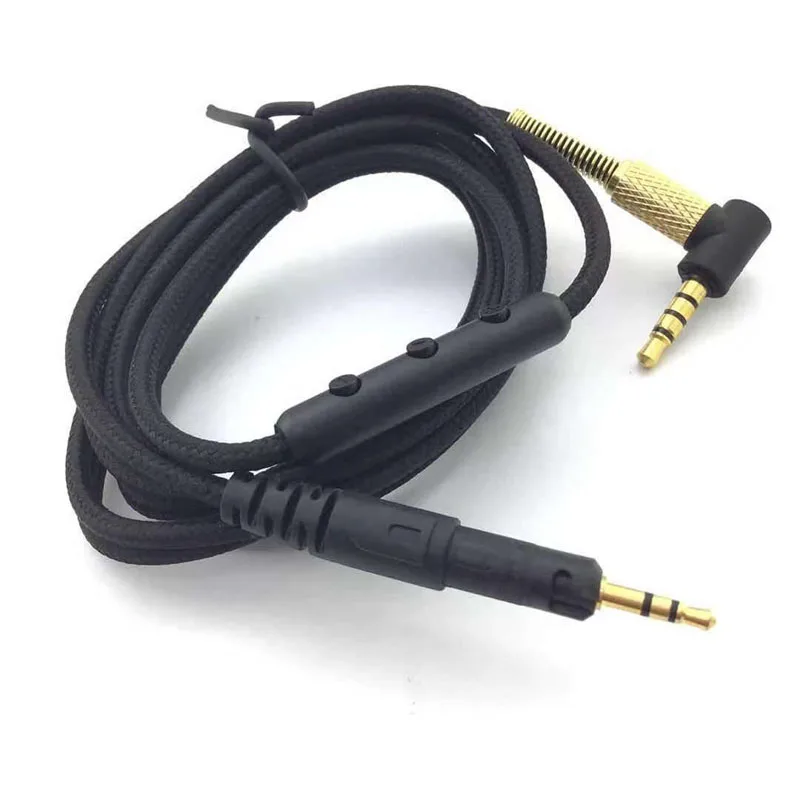 مناسبة لكابل استبدال كابل سماعة الأذن Audio-Technica ATH-M50x M40x M60XATH-M70X مع ميكروفون وتحكم في مستوى الصوت