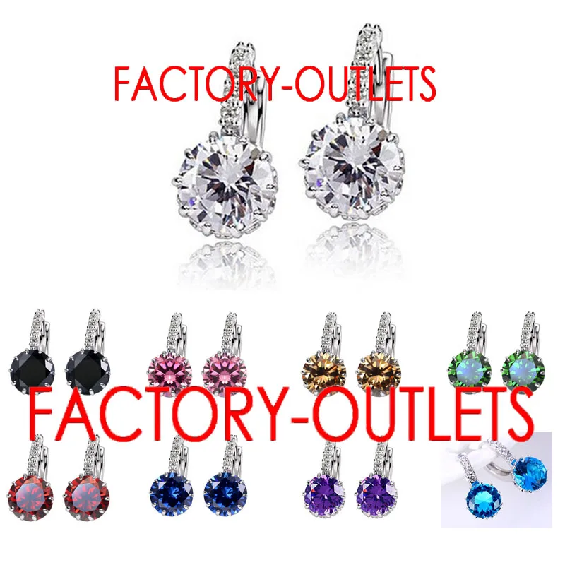 Fast Shipping Luxury Colorful Genuine 925 Sterling Silver Jewelry AAA Cubic Zirconia Hoop Earrings For Women Factory Price