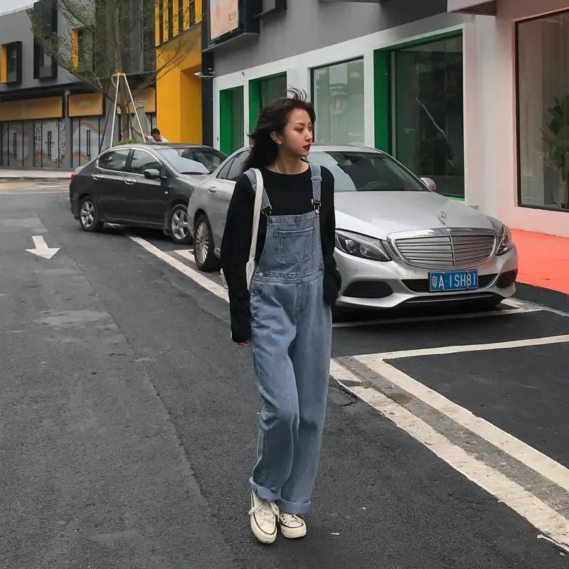 Jumpsuits Women Long Denim Strap Slim Summer All-match Vintage Womens Fashion Streetwear BF Ulzzang Leisure Simple Chic Students