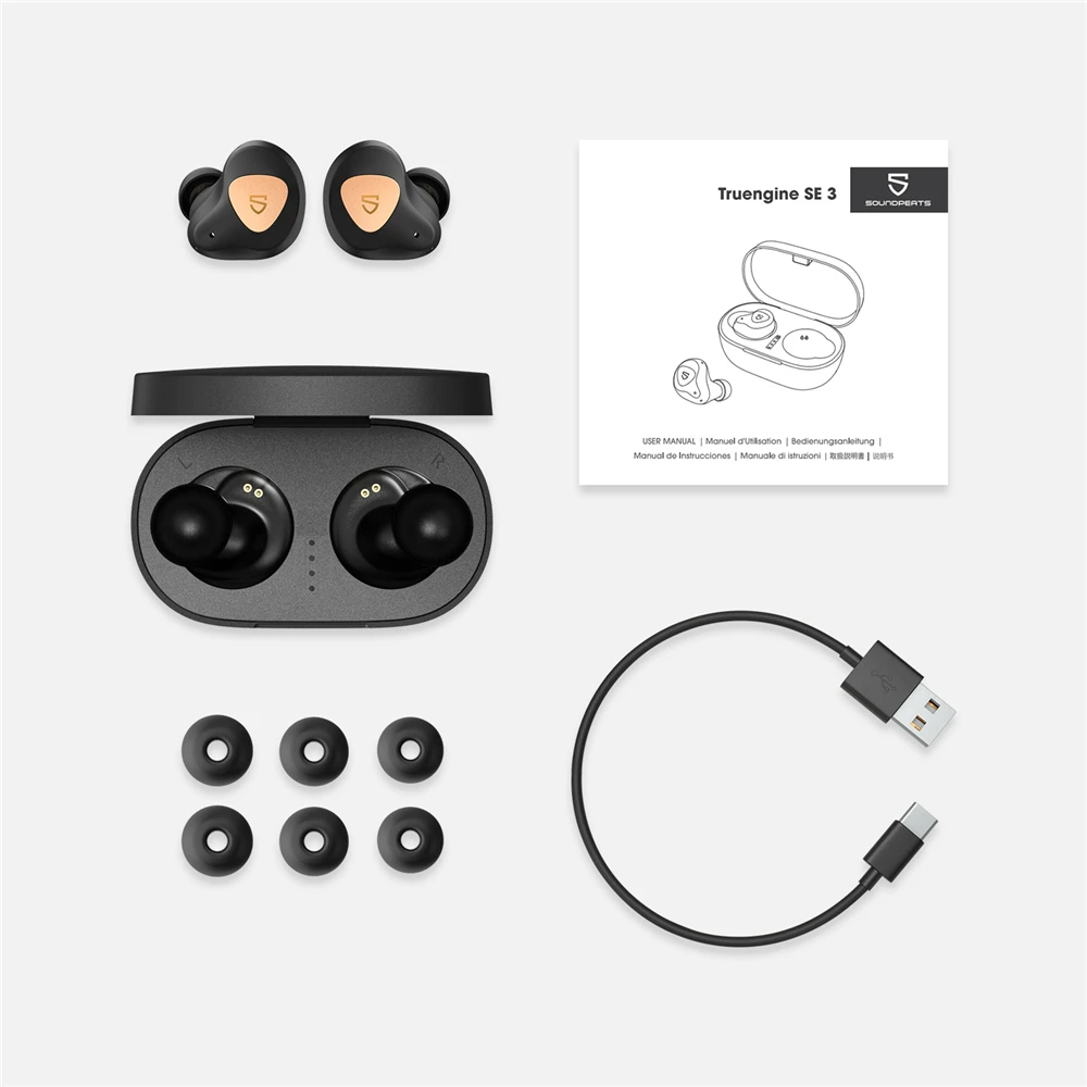 Bom Truengine 3 SE Bluetooth True Wireless Earbuds com drivers dinâmicos duplos Microfone duplo QCC 3040 aptX Modo de jogo adaptativo