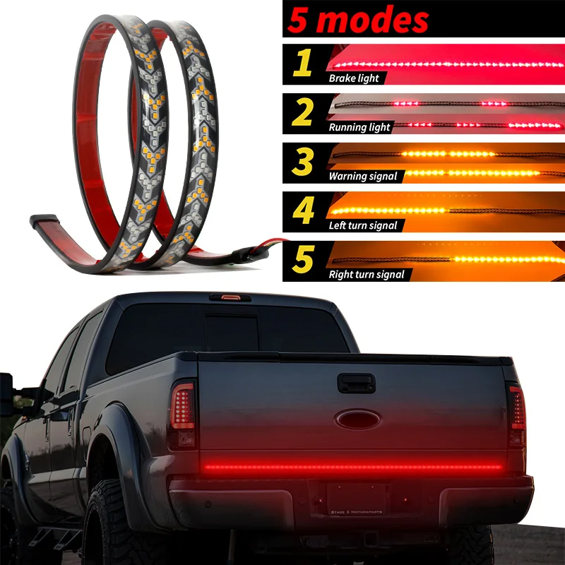 

LED Truck Tailgate Light Bar Flexible Waterproof Red Yellow Flowing Car Turn Signal Light For Jeep Pickup Trailer 12V 24V