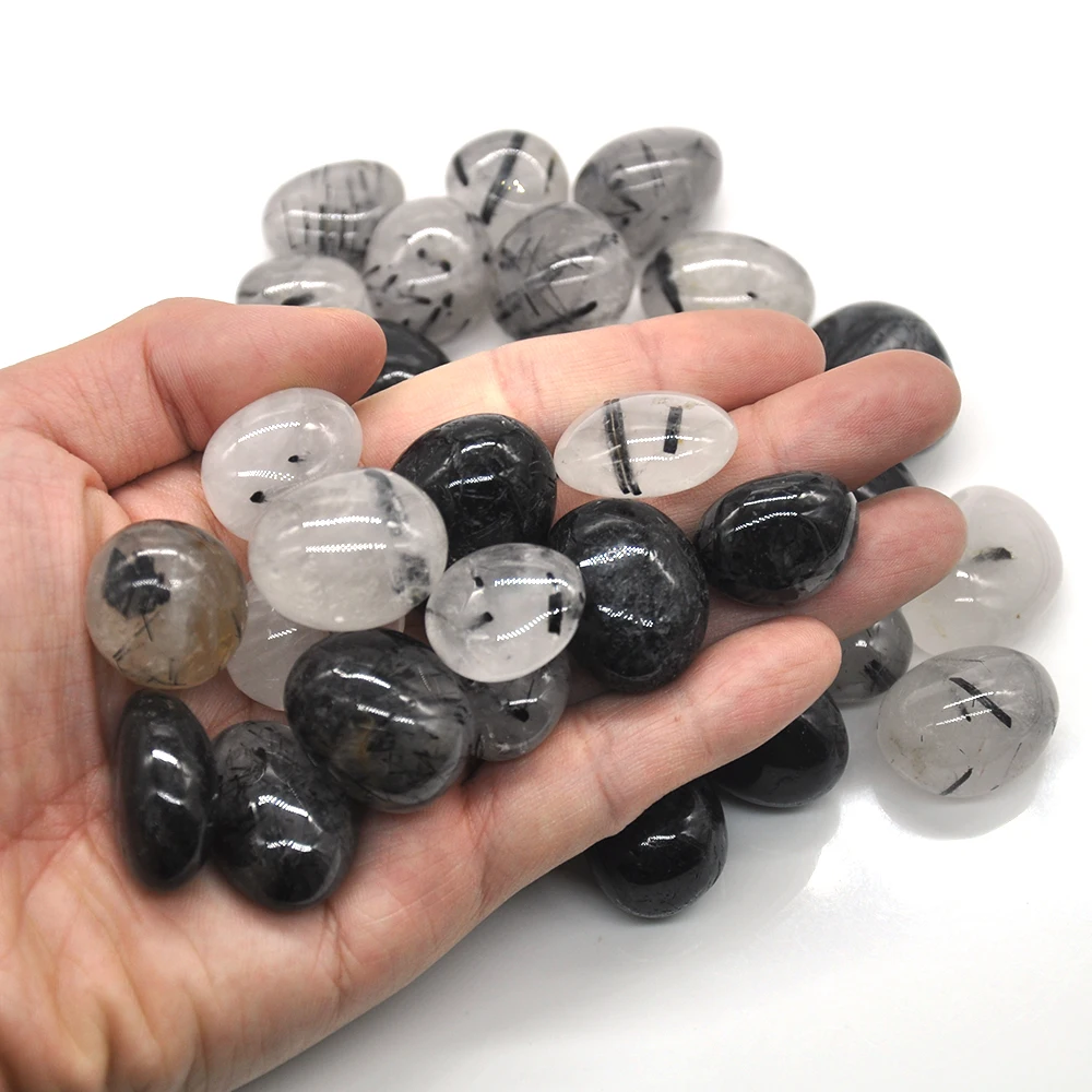 

Natural Round Black Quartz Rutilated Crystal Tumbled Bulk Healing Mineral Specime Gemstones Gem Raw Aquarium Decoration Gift