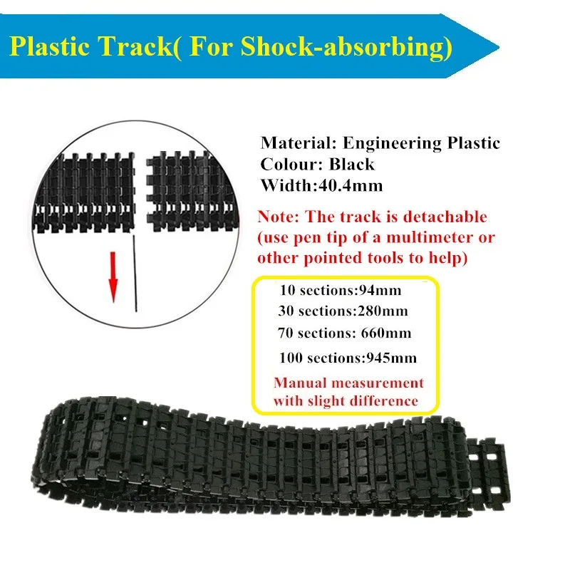 DOIT Shock Absorpber Tracks Plastic Caterpillar Crawler Chain Conveyor Belt for Robot Tank Chassis Engineering Plastic Tracks