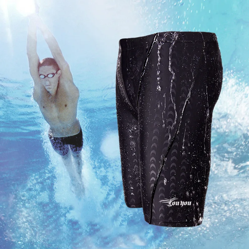 

Men Shark Skin Water Repellent Professional Competitive Swimming Trunks Brand Soild Jammer Swimsuit Pant Racing Briefs L-5XL