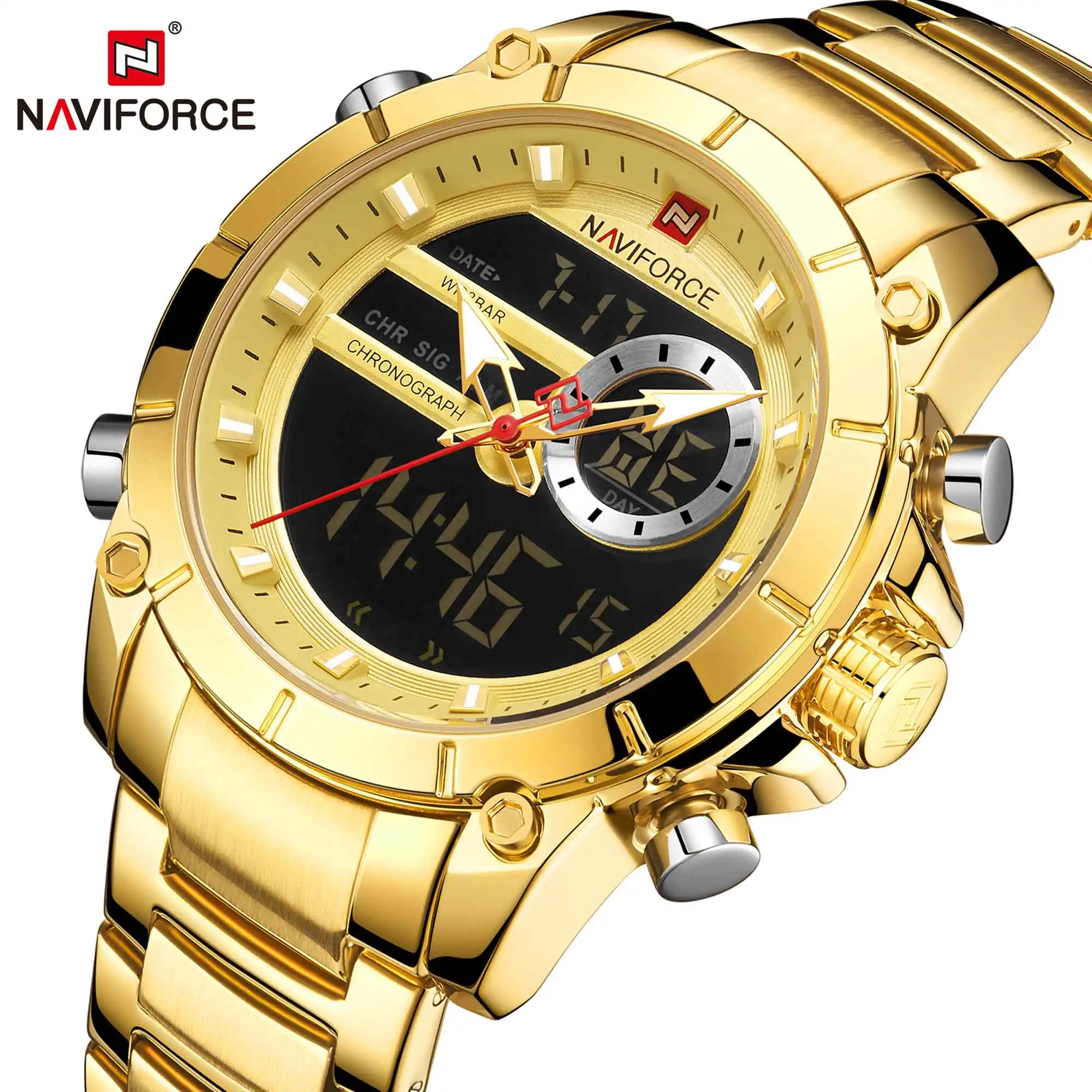 Man Stainless Army Military Wrist Watch NAVIFORCE Luxury Brand Men Watch Fashion Sports Watches Men\'s Waterproof Quartz Clock