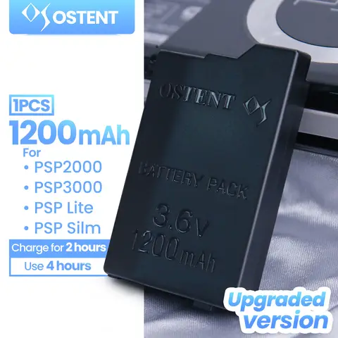 OSTENT Real Capacity 1200mAh 1400mAh 1800mAh 3.6V Lithium Battery for Sony PSP 2000 3000 PSP-S110 Rechargeable Battery