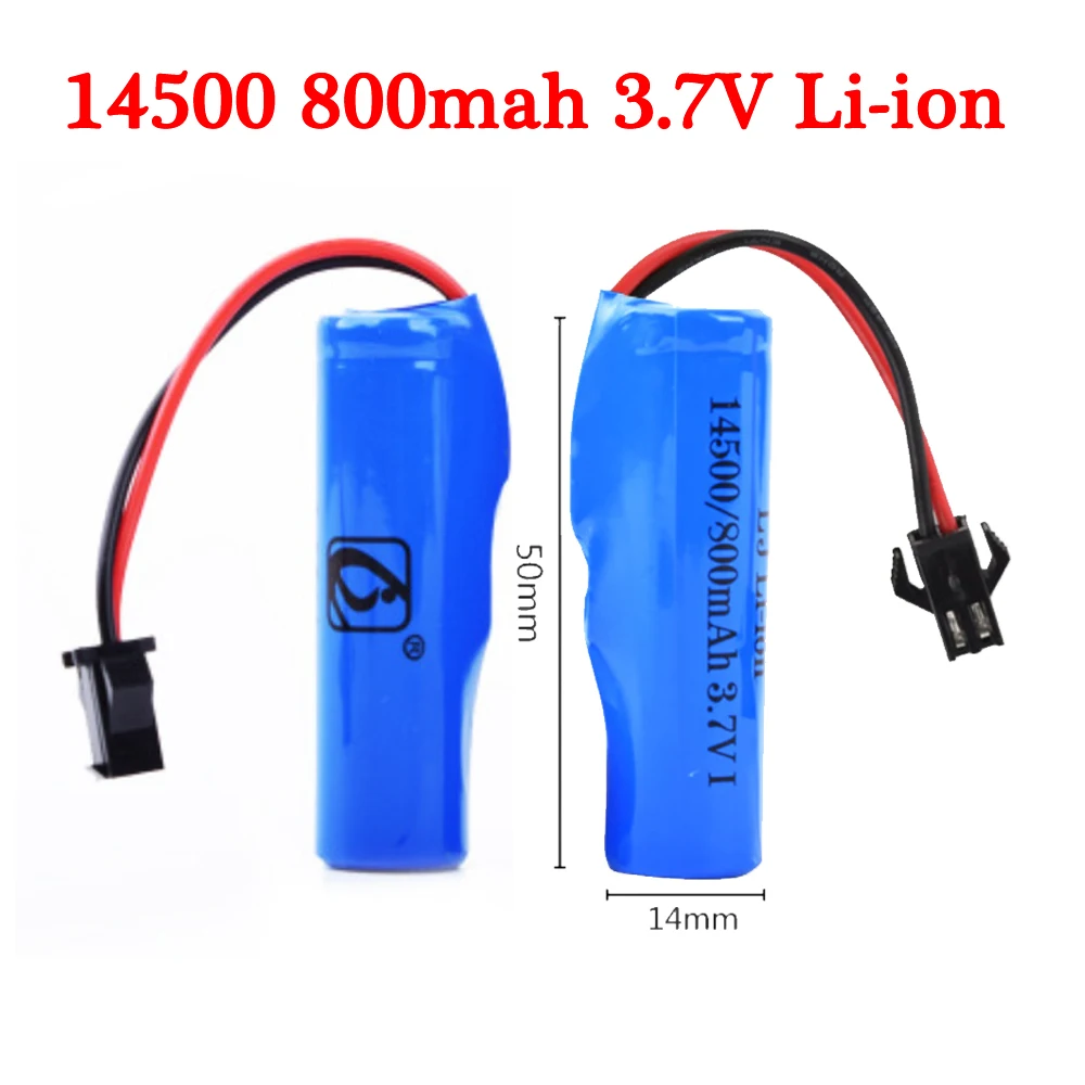 3.7V For C2 D828 RC Car Parts 14500 SM-2P 3.7v 800mah Li-ion Battery Rechargeable For RC Stunt Dump Car Battery Toys Accessories