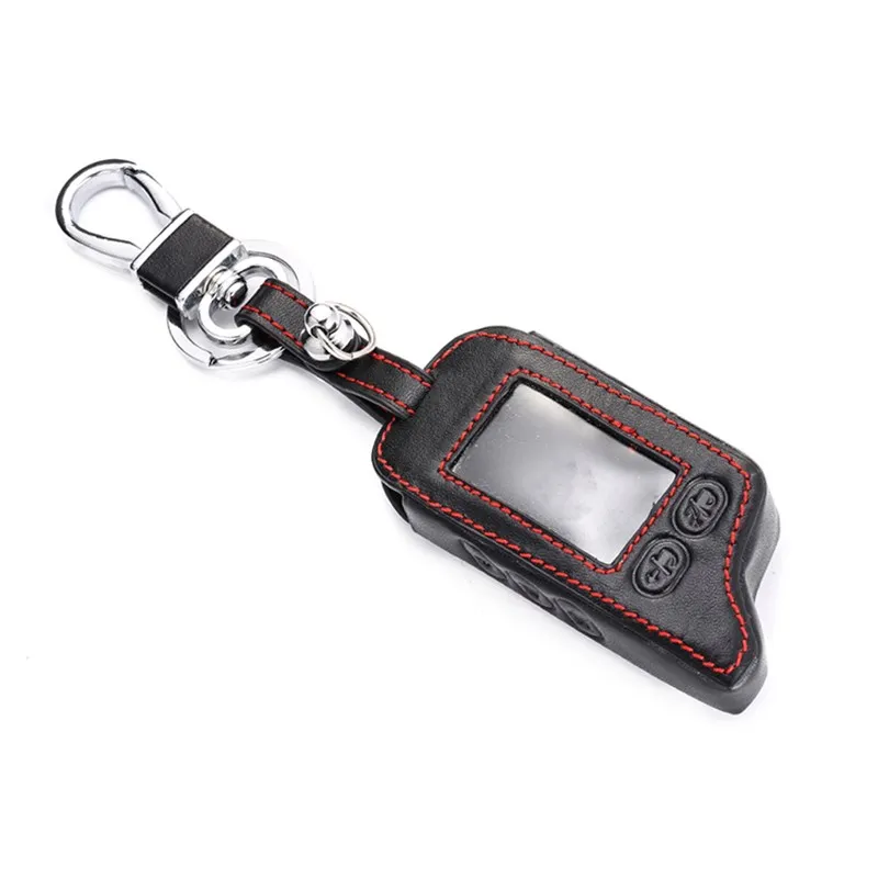 Leather car Key Case For Tomahawk TZ-9010 SL-950 TZ-9030 TZ9031 TZ 9010 Car Burglar Alarm LCD Keychain Remote Control Cover