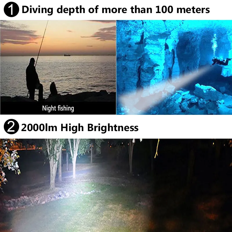 TMWT 3000LM Scuba Diving Light Torch Underwater 100m Ultra Bright XM-L2 Yello 3 LED Cool White Scuba Diving Flashlight Special