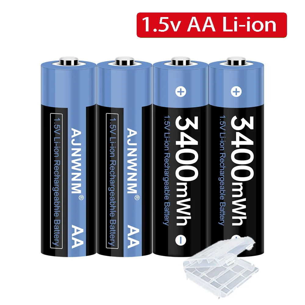 

100% Brand New AA Battery 3400mwh 1.5V Lithium ion Battery AA Rechargeable Battery Remote Control Toy Lamp Battery